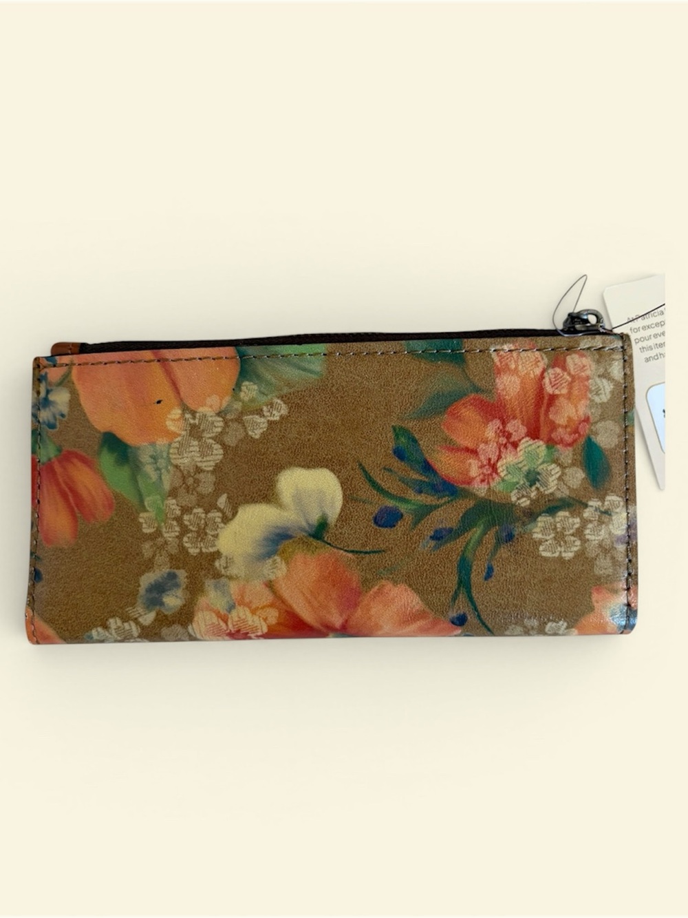 Patricia Nash Women's Logo Embossed Apricot Floral Leather Wallet w/Snap Closure